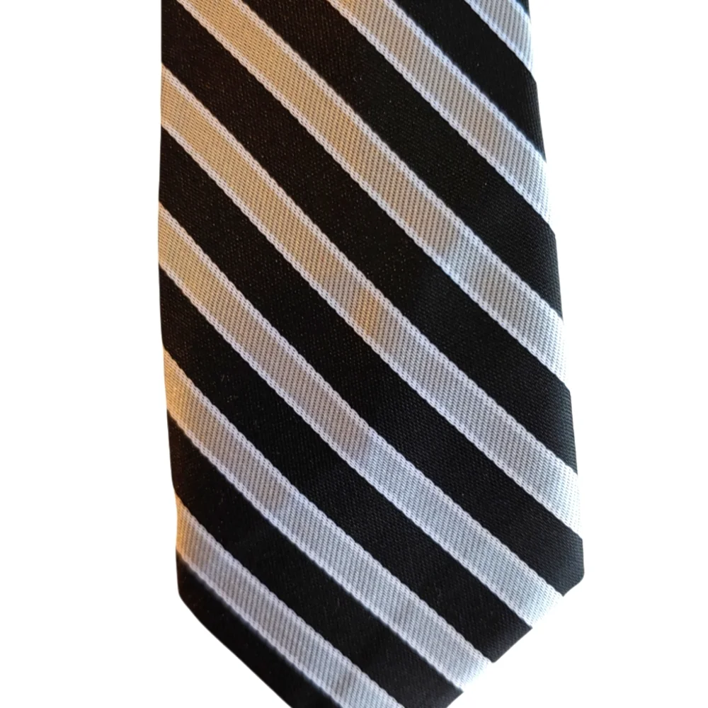 Boys Black and Silver Clip On Tie